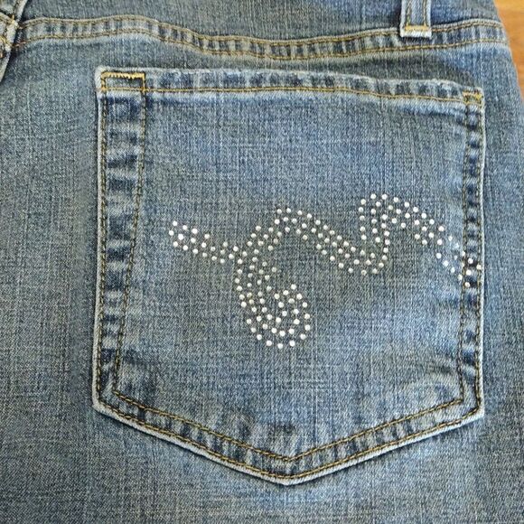 Y2K Mossimo Medium Wash Embellished Midrise Flare Jeans Size 10 - Picture 14 of 16